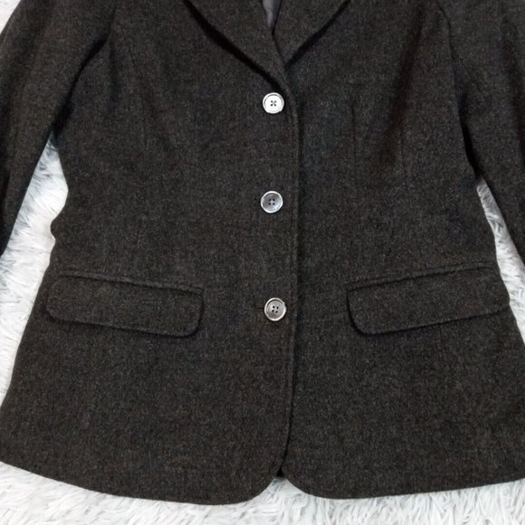 Eddie Bauer ‎ Womens Jacket Gray S Wool Rabbit Hair Coat Faux Pockets Blazer - Picture 4 of 12